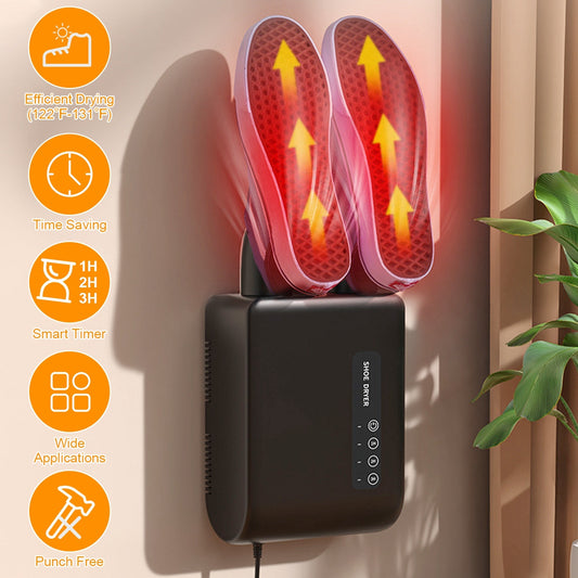 Portable Shoe Dryer Boot Shoe Warmer Deodorizer With 3 Timer Settings For Wet Boots Gloves Hats Garments