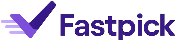 create a logo for fastpick , use purple shade and matching combos